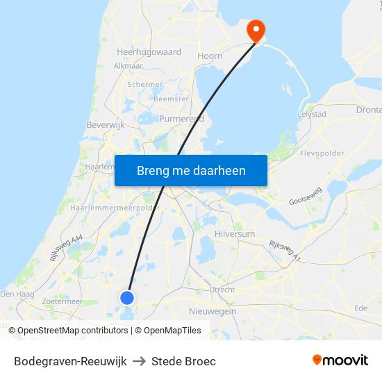 Bodegraven-Reeuwijk to Stede Broec map