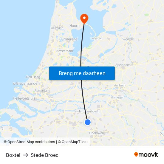 Boxtel to Stede Broec map