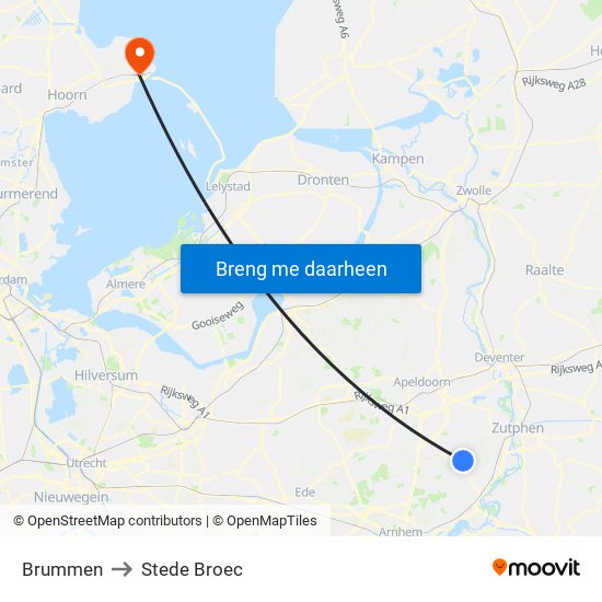 Brummen to Stede Broec map