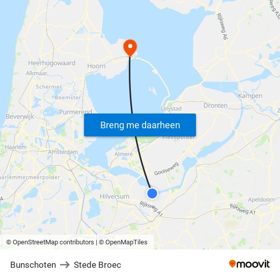 Bunschoten to Stede Broec map