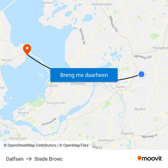 Dalfsen to Stede Broec map