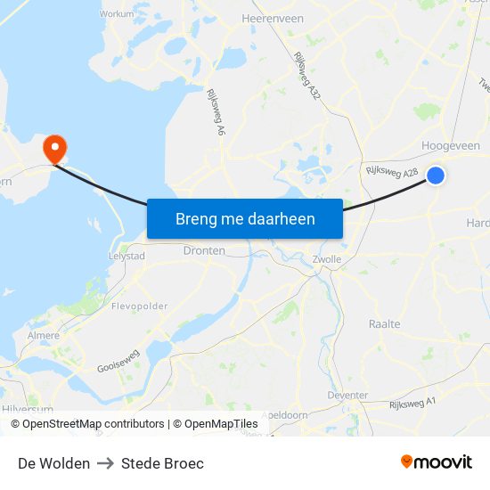 De Wolden to Stede Broec map