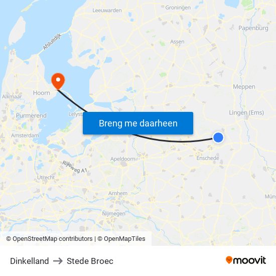 Dinkelland to Stede Broec map