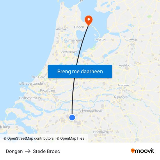 Dongen to Stede Broec map