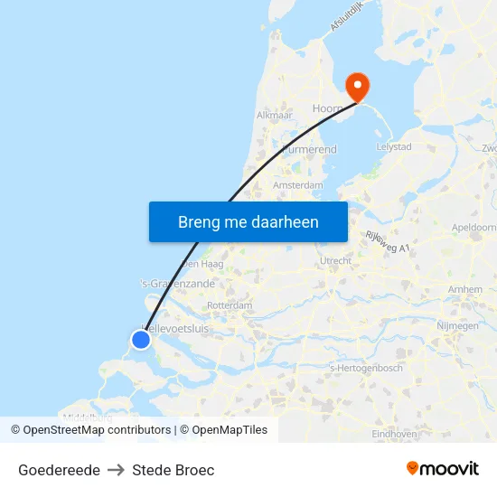 Goedereede to Stede Broec map