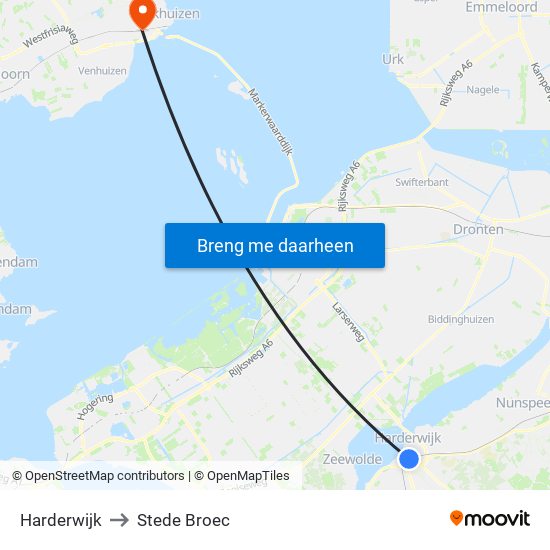 Harderwijk to Stede Broec map