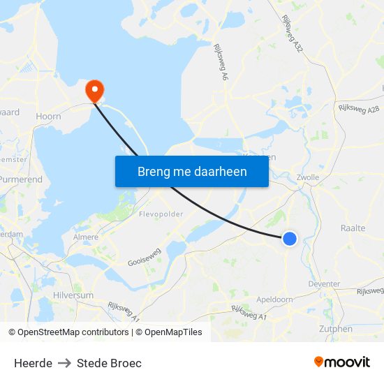 Heerde to Stede Broec map