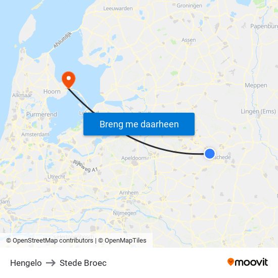 Hengelo to Stede Broec map