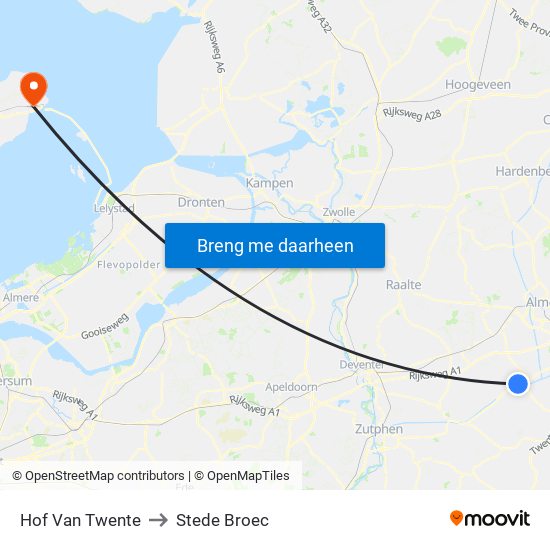 Hof Van Twente to Stede Broec map