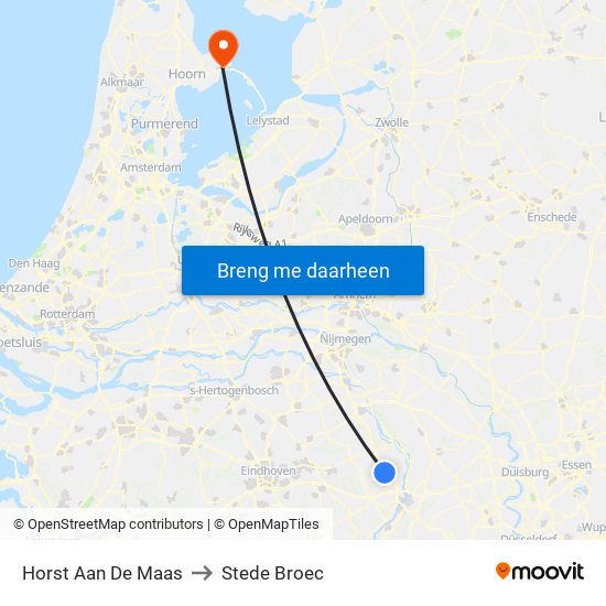 Horst Aan De Maas to Stede Broec map