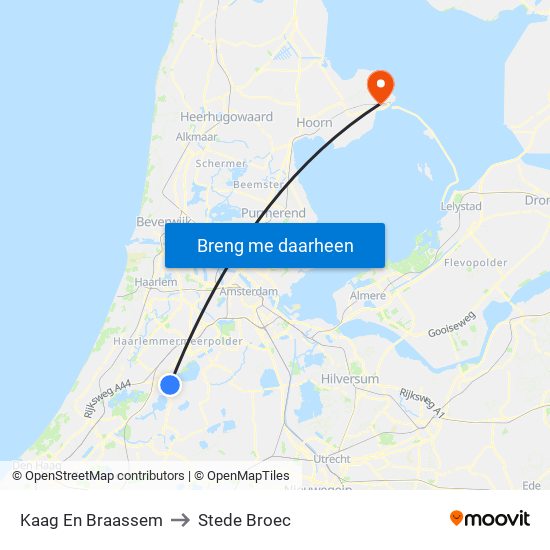 Kaag En Braassem to Stede Broec map