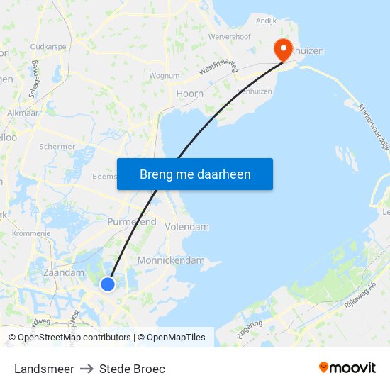 Landsmeer to Stede Broec map