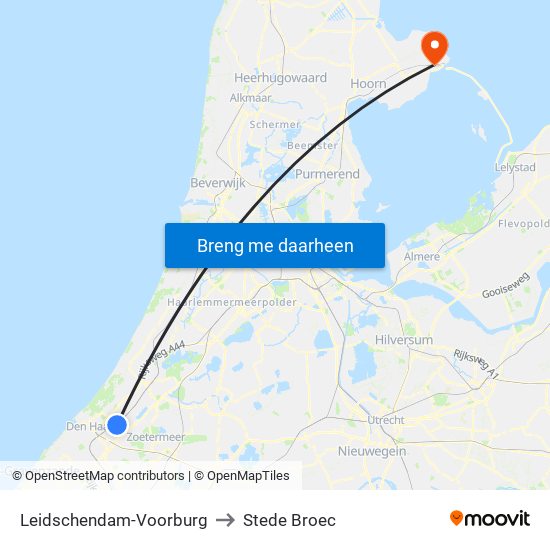 Leidschendam-Voorburg to Stede Broec map