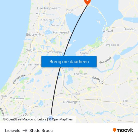 Liesveld to Stede Broec map