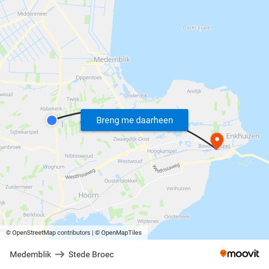 Medemblik to Stede Broec map