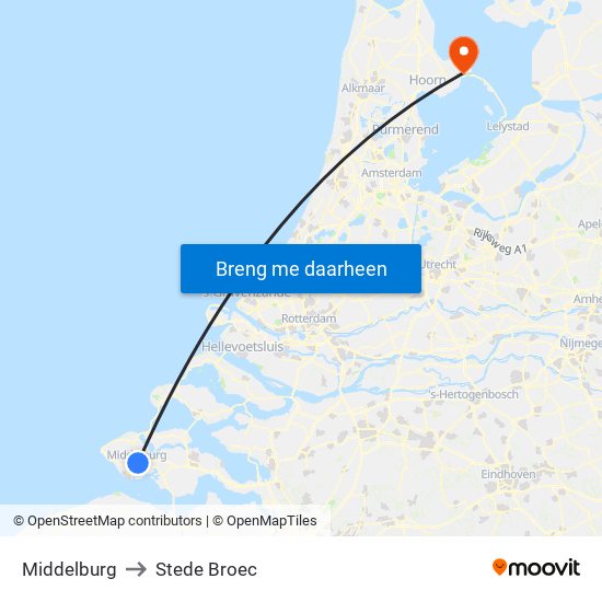Middelburg to Stede Broec map