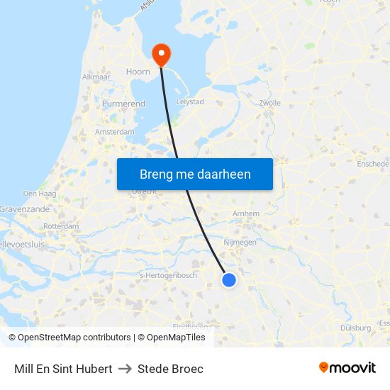 Mill En Sint Hubert to Stede Broec map