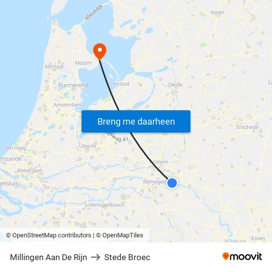Millingen Aan De Rijn to Stede Broec map