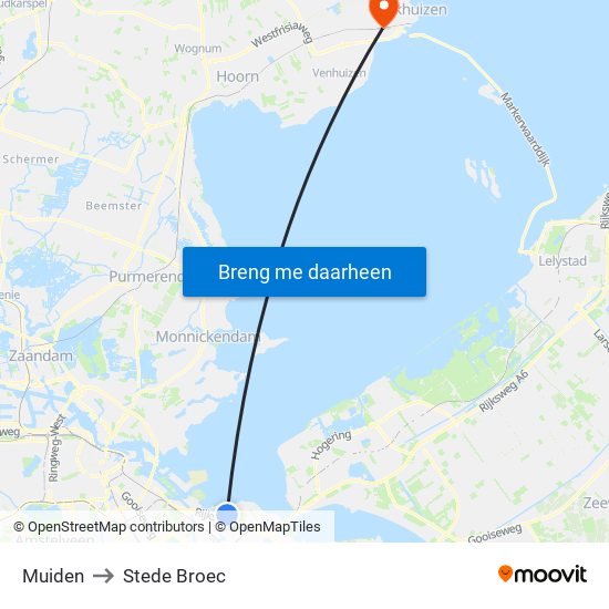 Muiden to Stede Broec map