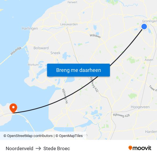 Noordenveld to Stede Broec map