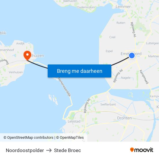 Noordoostpolder to Stede Broec map