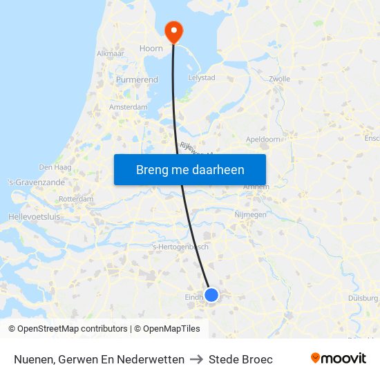 Nuenen, Gerwen En Nederwetten to Stede Broec map