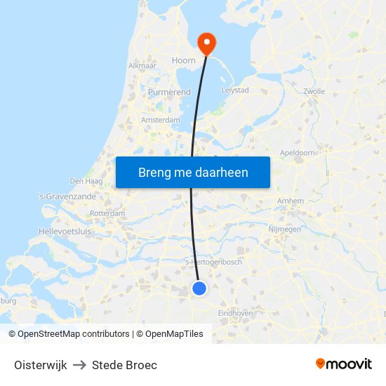 Oisterwijk to Stede Broec map