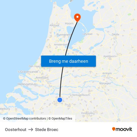 Oosterhout to Stede Broec map