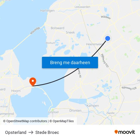 Opsterland to Stede Broec map