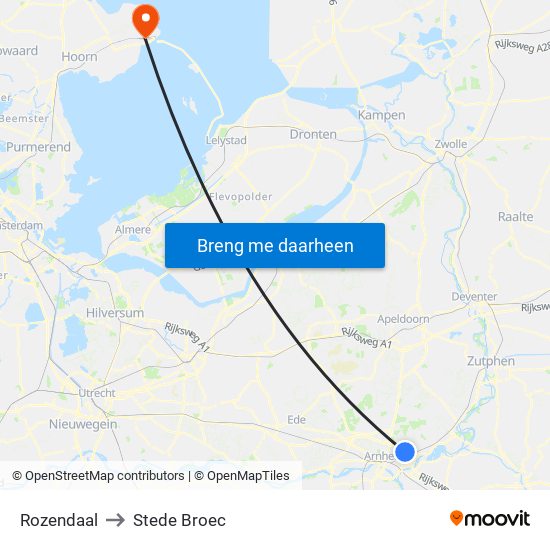 Rozendaal to Stede Broec map