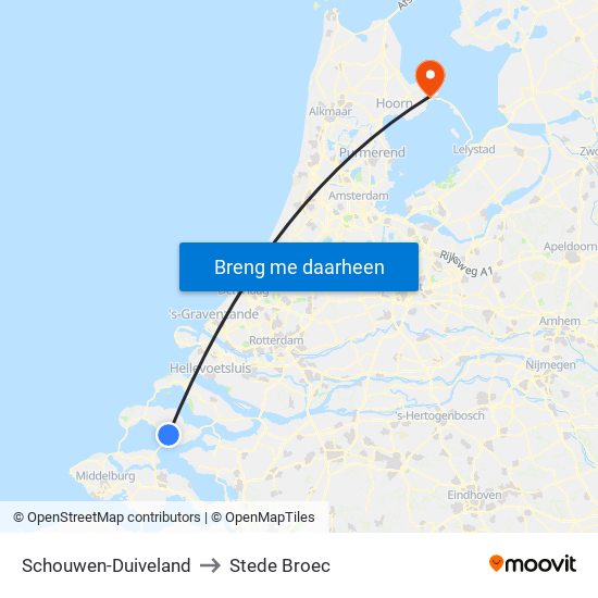 Schouwen-Duiveland to Stede Broec map