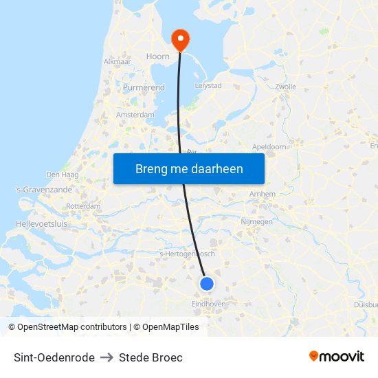 Sint-Oedenrode to Stede Broec map