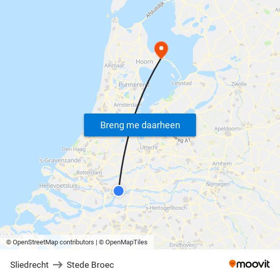 Sliedrecht to Stede Broec map