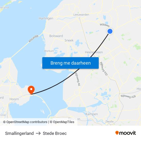 Smallingerland to Stede Broec map