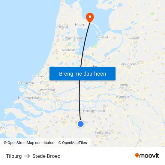 Tilburg to Stede Broec map