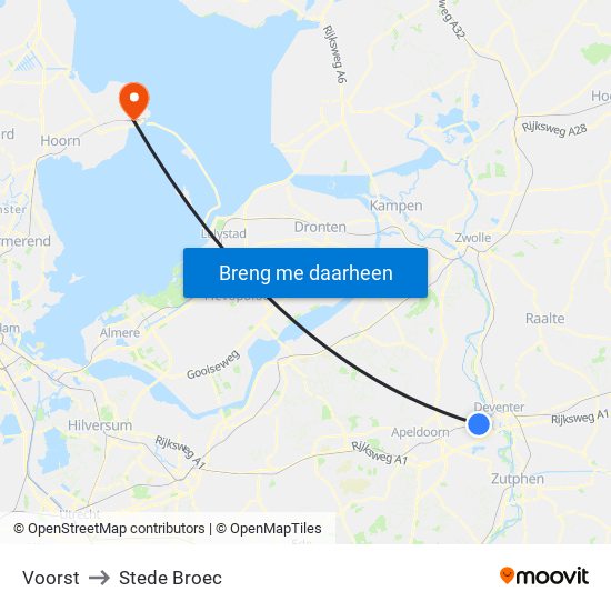 Voorst to Stede Broec map