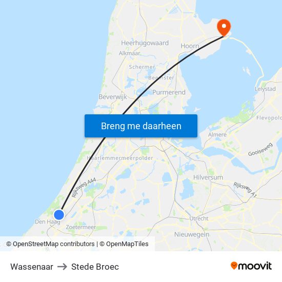 Wassenaar to Stede Broec map