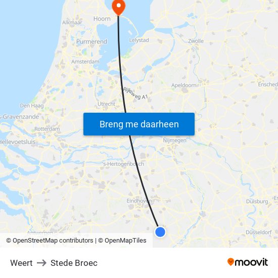 Weert to Stede Broec map