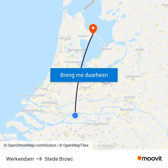 Werkendam to Stede Broec map