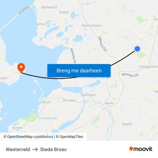 Westerveld to Stede Broec map