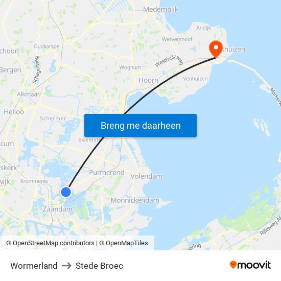 Wormerland to Stede Broec map