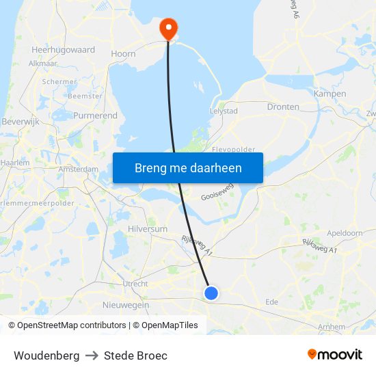 Woudenberg to Stede Broec map
