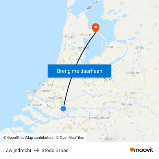 Zwijndrecht to Stede Broec map