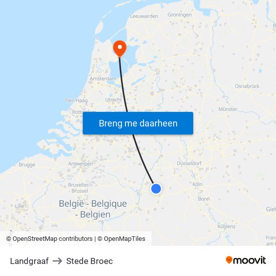 Landgraaf to Stede Broec map