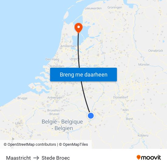 Maastricht to Stede Broec map