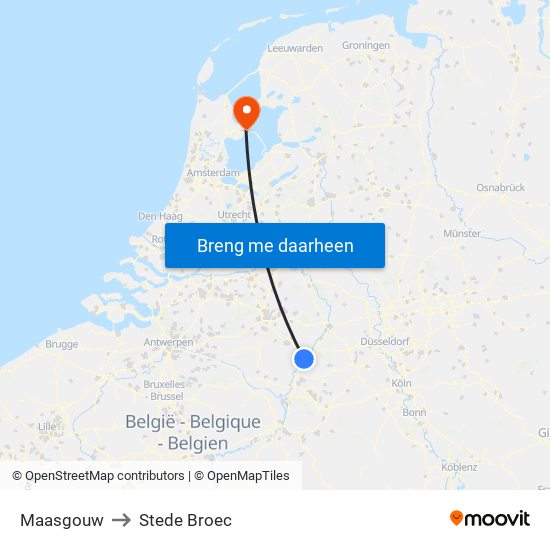 Maasgouw to Stede Broec map