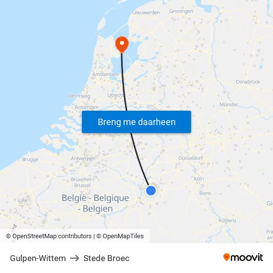 Gulpen-Wittem to Stede Broec map