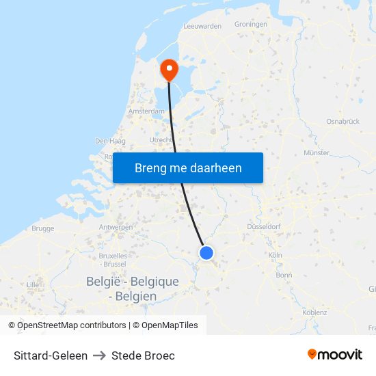 Sittard-Geleen to Stede Broec map