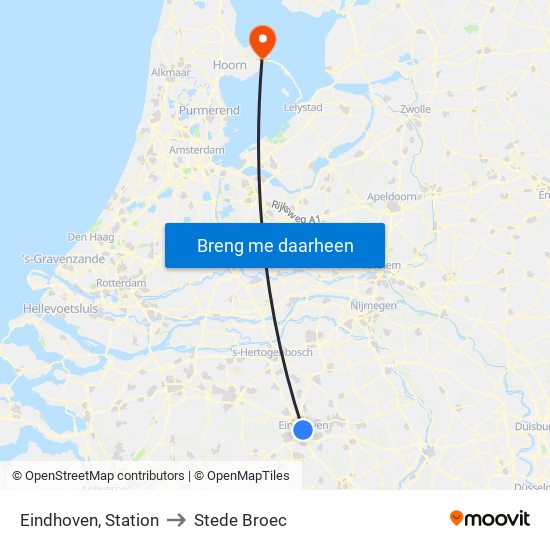 Eindhoven, Station to Stede Broec map