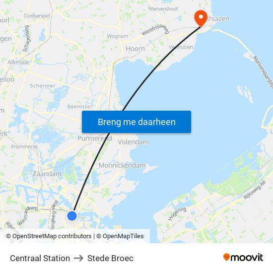 Centraal Station to Stede Broec map